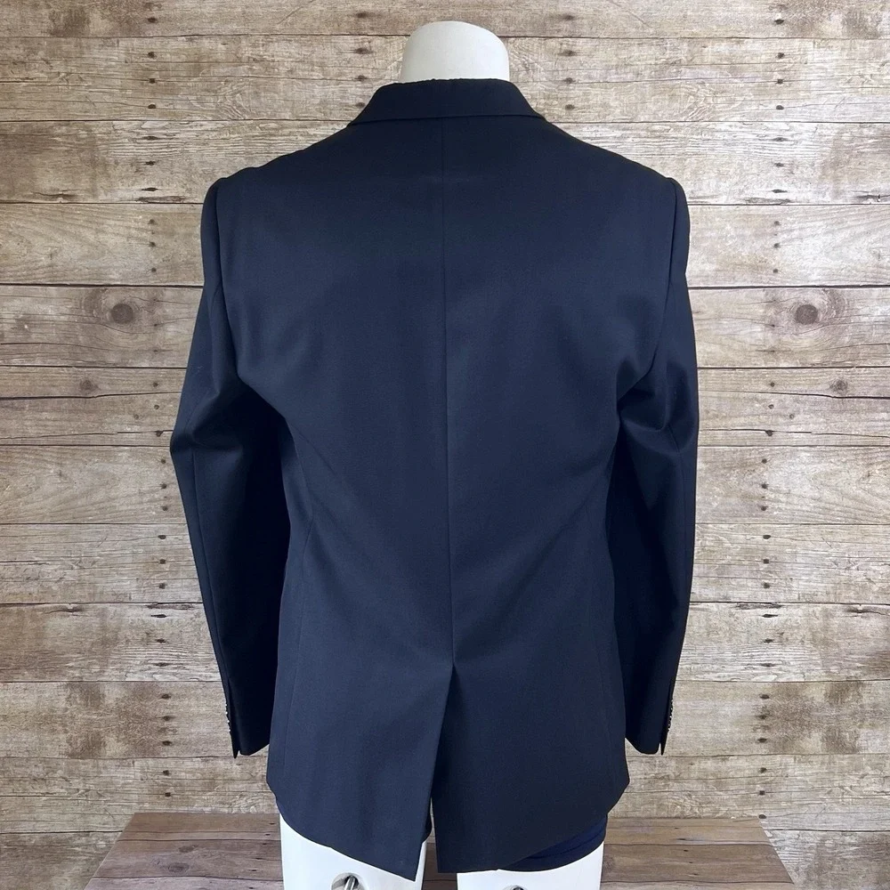 Express Slim Fit Navy Blue Two Button‎ Suit Jacket Blazer Mens 38R Notch Lapel